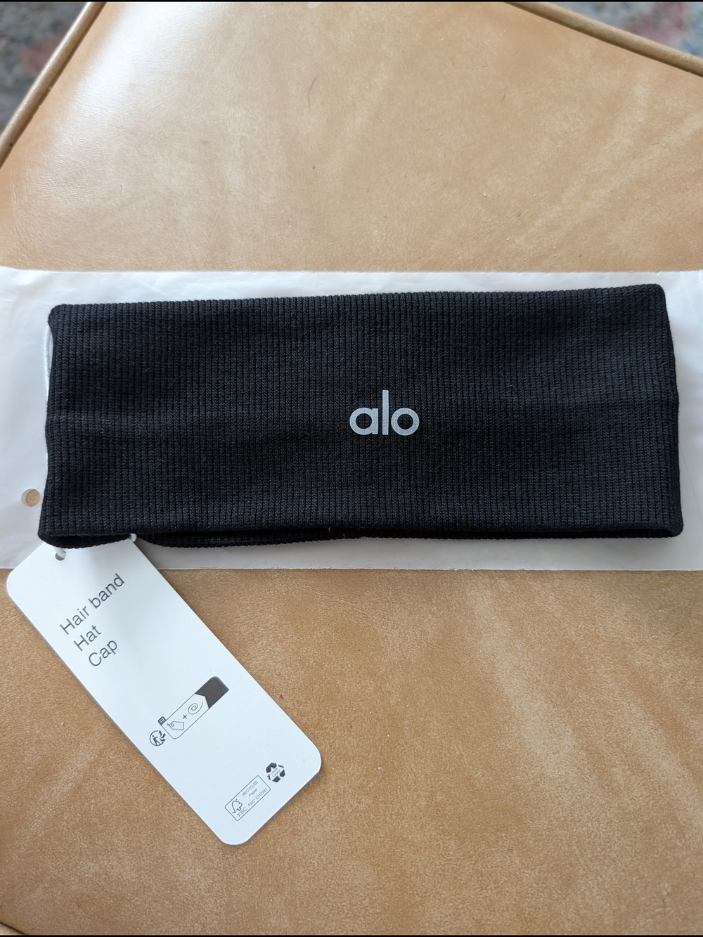 ALO Yoga Black Ribbed Logo Headband